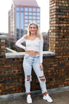 Ruched White Long Sleeve Crop Top - Shop Kendry Collection Boutique