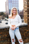 Ruched White Long Sleeve Crop Top - Shop Kendry Collection Boutique