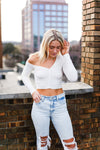 Ruched White Long Sleeve Crop Top - Shop Kendry Collection Boutique