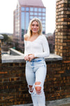 Ruched White Long Sleeve Crop Top - Shop Kendry Collection Boutique