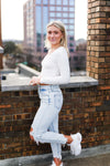 Ruched White Long Sleeve Crop Top - Shop Kendry Collection Boutique