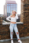 Ruched White Long Sleeve Crop Top - Shop Kendry Collection Boutique