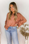 Rust Acid Wash Long Sleeve High Low Top - Shop Kendry Collection Boutique