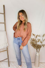 Rust Acid Wash Long Sleeve High Low Top - Shop Kendry Collection Boutique