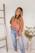 Rust Acid Wash Long Sleeve High Low Top - Shop Kendry Collection Boutique
