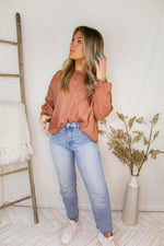 Rust Acid Wash Long Sleeve High Low Top - Shop Kendry Collection Boutique