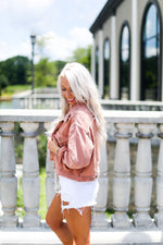Rust Colored Distressed Denim Jacket