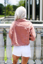 Rust Colored Distressed Denim Jacket - Shop Kendry Collection Boutique