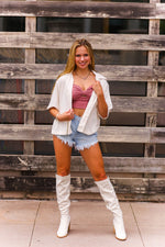 Ivory Terry Cloth Button Down- Shop Kendry Collection Boutique