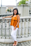 Rust Orange Ruffle Tank Top - Shop Kendry Collection Boutique
