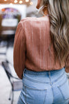 Rust Shimmer Front Tie Blouse - Kendry Collection Boutique Online 