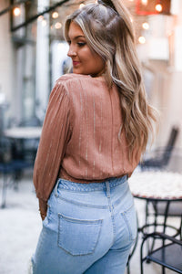 Rust Shimmer Front Tie Blouse - Kendry Collection Boutique Online 