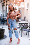 Rust Shimmer Front Tie Blouse - Kendry Collection Boutique Online 