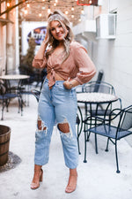 Rust Shimmer Front Tie Blouse - Kendry Collection Boutique Online 