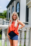 Navy Blue Striped Mini Skirt