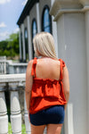 Rust Orange Babydoll Tie Top Tank Top - Shop Kendry Collection Boutique