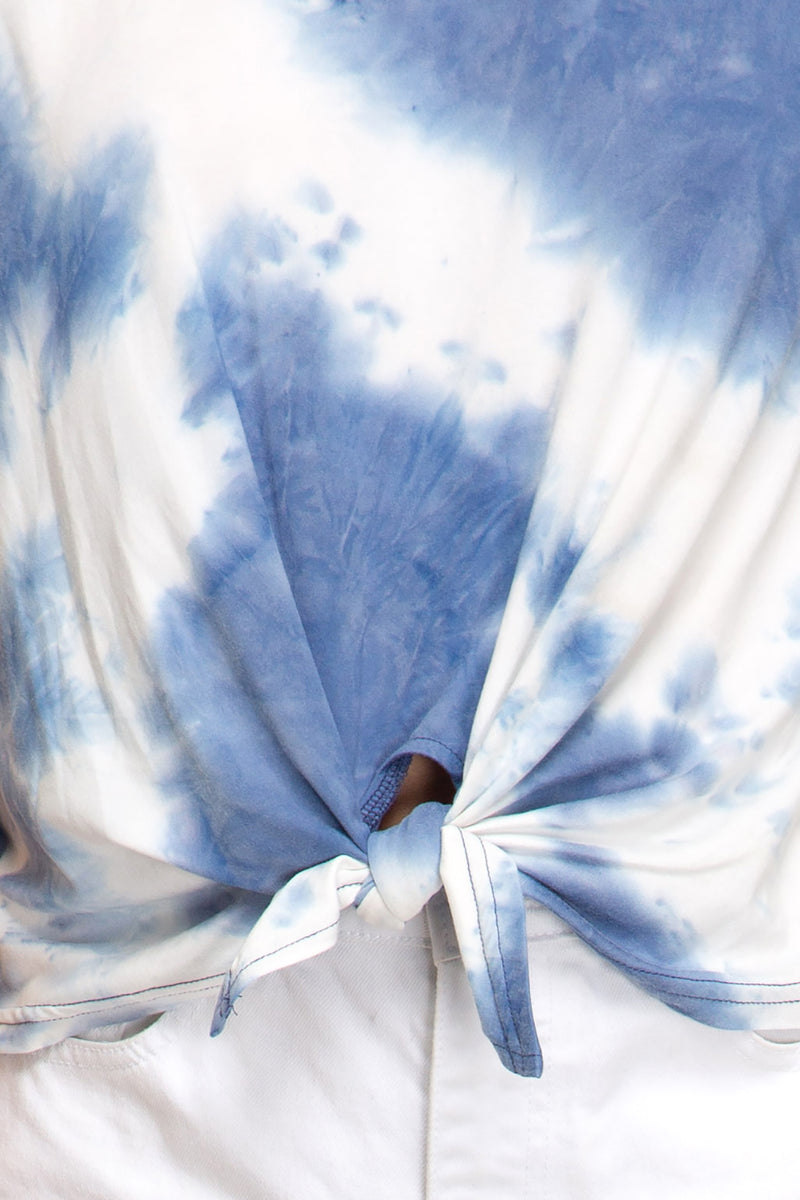 Blue Tie Dye Front Tie T-Shirt - Shop Kendry Collection Boutique