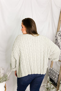 Sage Cable Knit Quarter Sleeve Sweater - Shop Kendry Collection