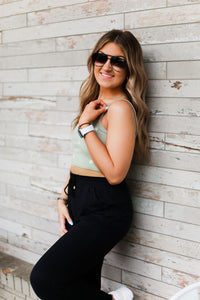 Sage Green Daisy Knit Tank Top - Shop Kendry Collection Boutique