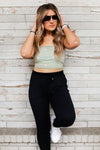 Sage Green Daisy Knit Tank Top - Shop Kendry Collection Boutique