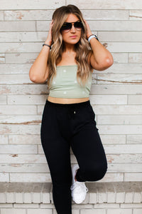Sage Green Daisy Knit Tank Top - Shop Kendry Collection Boutique