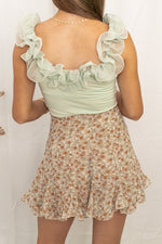 Sage Green Off The Shoulder Ruffle Trim Bodysuit - Kendry Collection Boutique