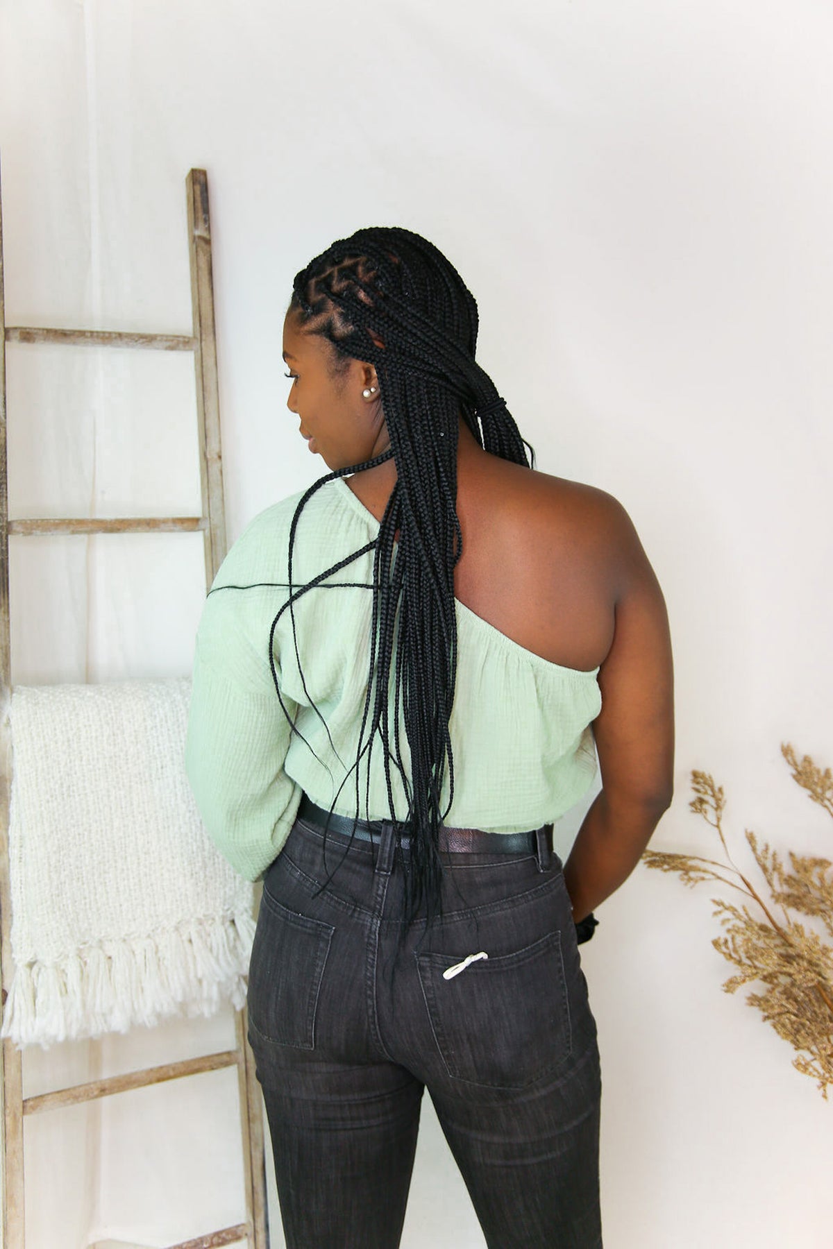 Sage Green One Shoulder Linen Top - Shop Kendry Collection Boutique