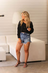 Satin Black Long Sleeve Button Down Blouse - Kendry Collection Boutique