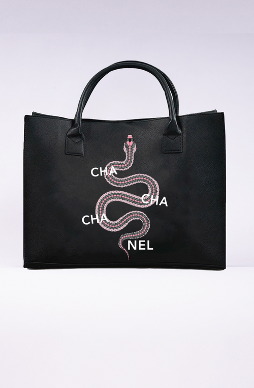 Black Cha Cha Snake Vegan Tote Bag