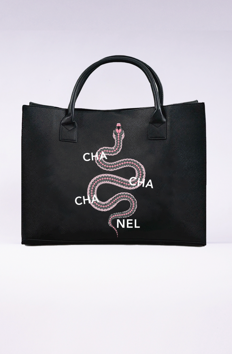 Black Cha Cha Snake Vegan Tote Bag