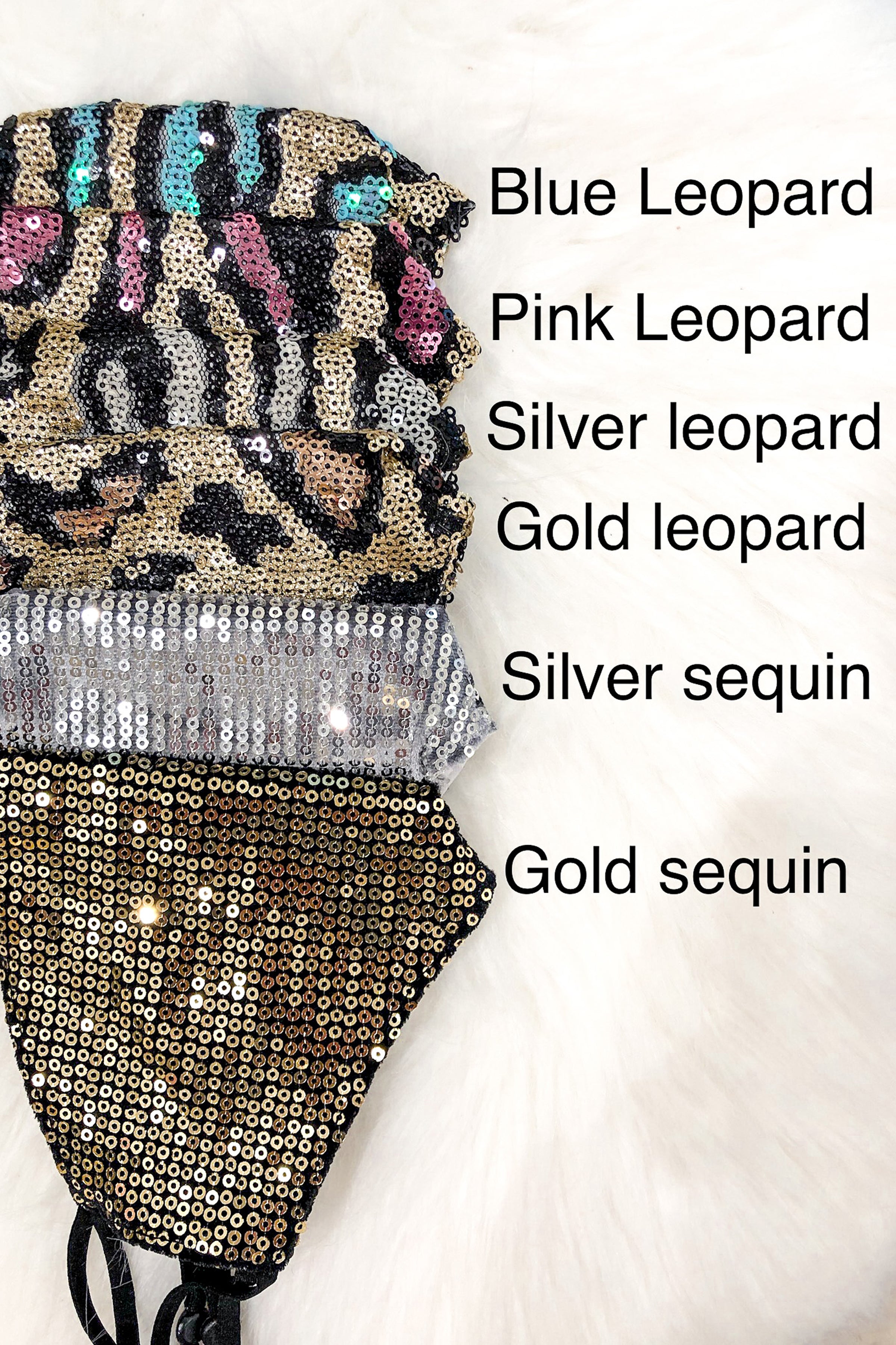 White And Gold Sequin Leopard Face Masks - Shop Cute Face Masks Online At Kendry Collection Boutique