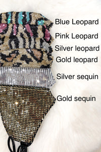 Pink Sequin Leopard Face Masks - Shop Cute Face Masks Online At Kendry Collection Boutique