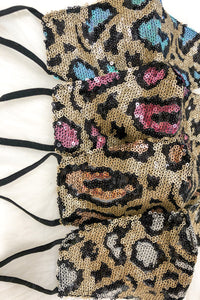Pink Sequin Leopard Face Masks - Shop Cute Face Masks Online At Kendry Collection Boutique
