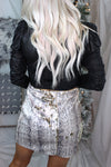 Shiny Black Puff Sleeve Cropped Tie Top - Kendry Collection Boutique