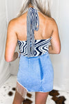 Light Wash Denim Rhinestone Mini Skirt