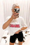 Pink Chenille Patch Graphic Tee