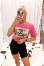Carly Pink Sequin Patch Graphic Tee