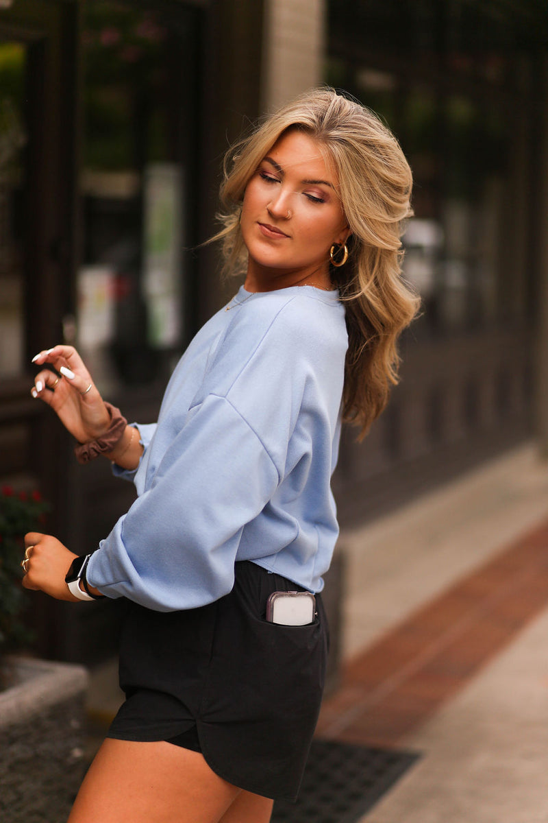 Sky Blue Cropped Pullover - Shop Kendry Collection Online Boutique