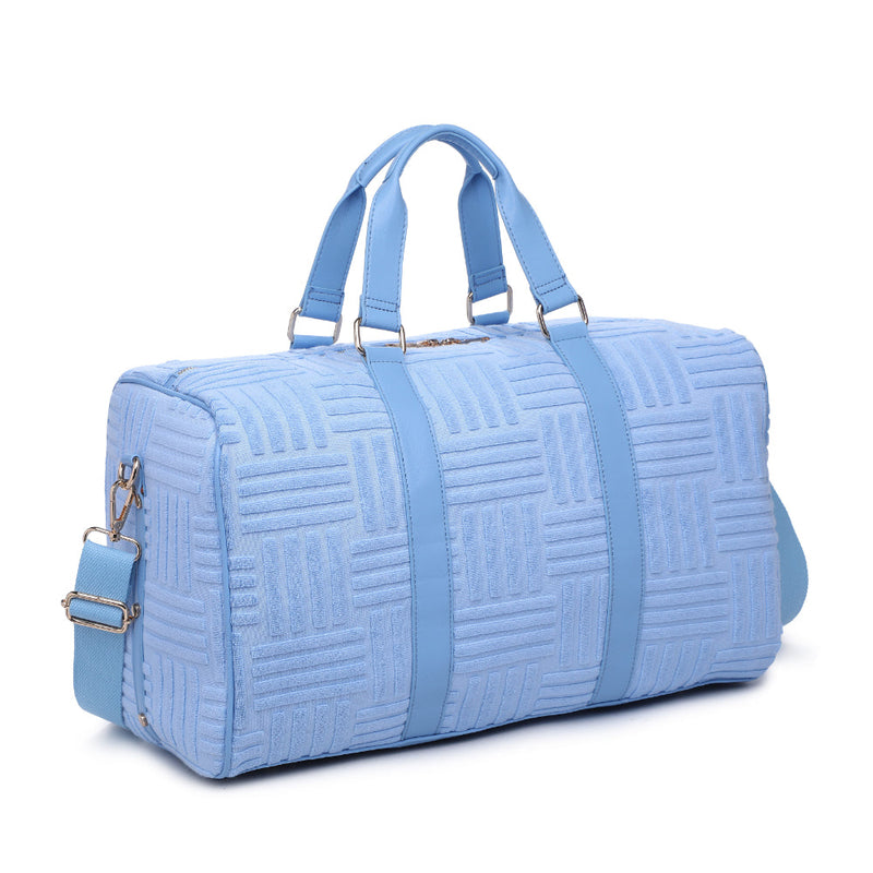 Sky Blue Terry Towel Embossed Weekender Bag