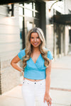 Sleeveless Blue V-Neck Blouse - Shop Kendry Collection Boutique