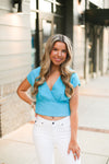 Sleeveless Blue V-Neck Blouse - Shop Kendry Collection Boutique