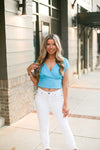 Sleeveless Blue V-Neck Blouse - Shop Kendry Collection Boutique