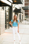Sleeveless Blue V-Neck Blouse - Shop Kendry Collection Boutique