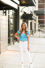 Sleeveless Blue V-Neck Blouse - Shop Kendry Collection Boutique