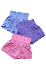Blue Smocked High Waisted Athletic Shorts