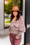 Smocked Leopard Long Sleeve Blouse - Kendry Collection Boutique