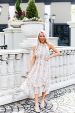 Snakeskin Swiss Dot Midi Ruffle Dress - Kendry Collection Boutique