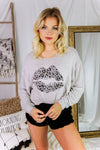 Soft Grey Lips Graphic Long Sleeve Top
