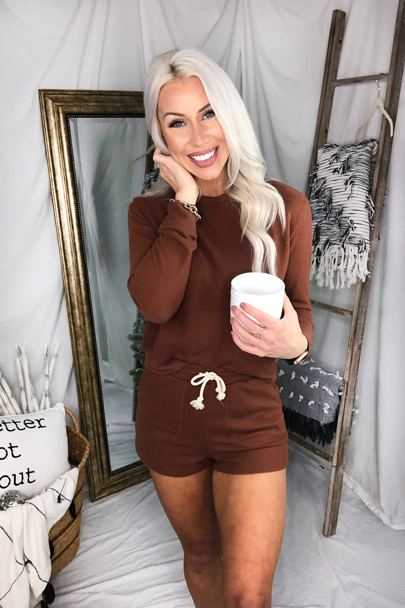 Solid Color Brushed Knit Lounge Shorts - Kendry Collection Boutique