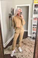 Tan Rhinestone Two Piece Jogger Set - Kendry Collection Boutique